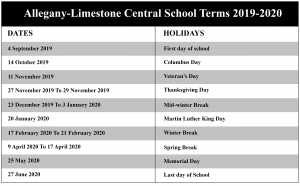 Allegany-Limestone Central School District Calendar