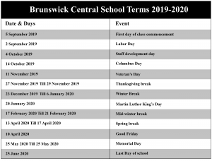 Brunswick Central School District Calendar