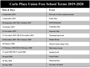 Carle Place Union Free School District Calendar