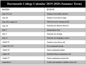 Dartmouth College Calendar