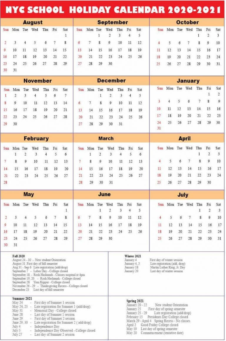 Nyc School Calendar 2020 NYC School Calendar
