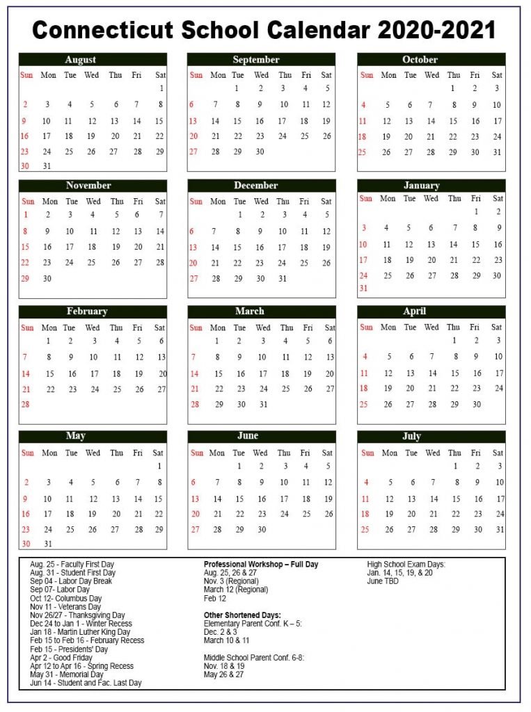 Connecticut School Calendar | NYC School Calendar