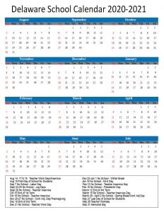 Delaware School Calendar