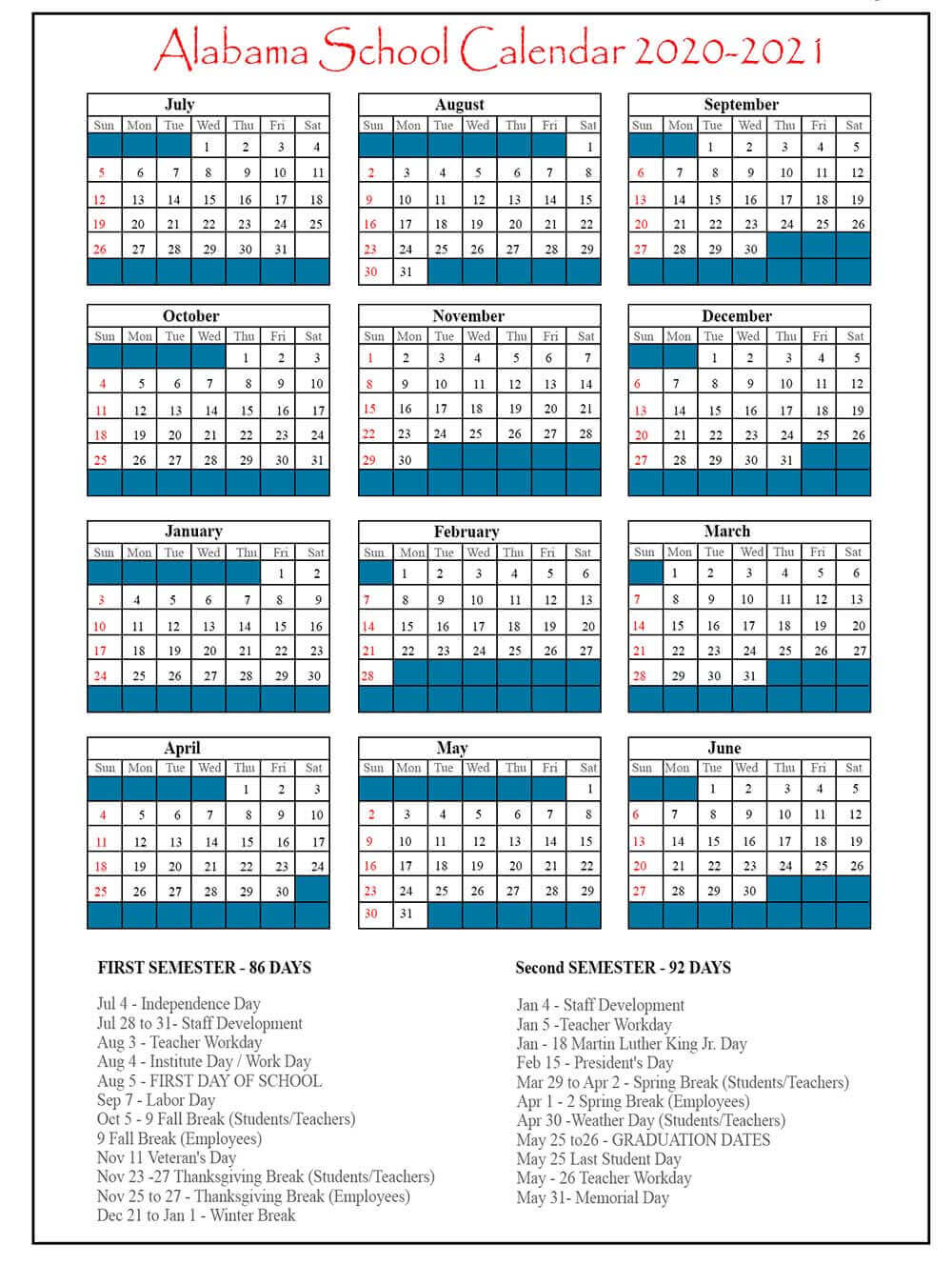 Florida School Calendar 2020 NYC School Calendar