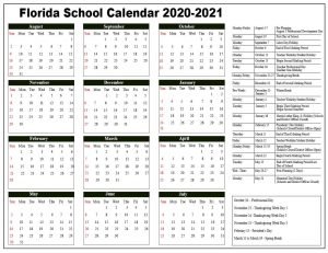 Florida Public School Calendar 2020 – 2021
